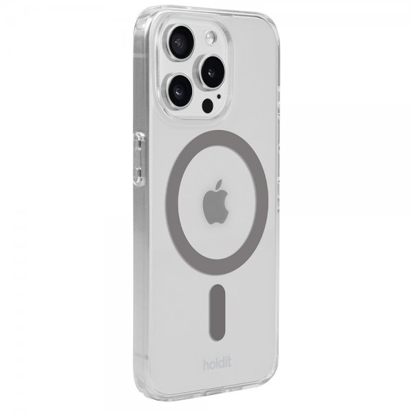 holdit iPhone 15 Pro Max Deksel MagSafe Case Space Gray Transparent