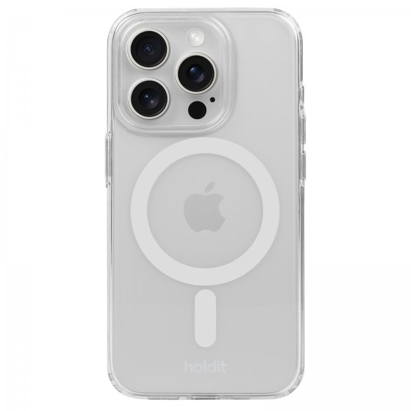 holdit iPhone 15 Pro Max Deksel MagSafe Case Hvit Transparent