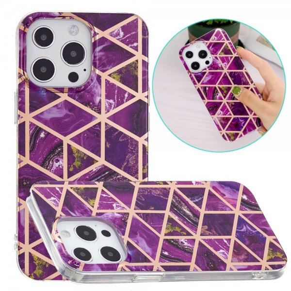 iPhone 15 Pro Max Deksel Marmormønster Lilla