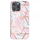 iPhone 15 Pro Max Deksel Marmormønster Rosa Hvit
