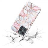 iPhone 15 Pro Max Deksel Marmormønster Hvit Rosa