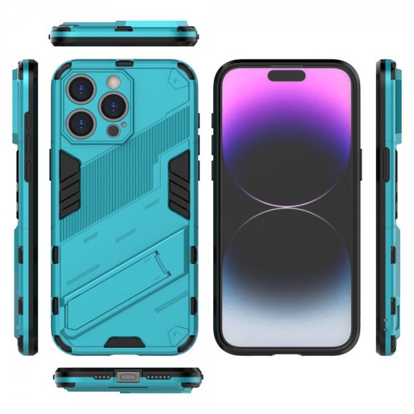 iPhone 15 Pro Max Deksel med Stativ Lyseblå