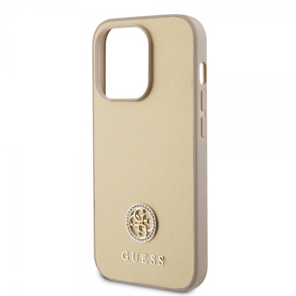 Guess iPhone 15 Pro Max Deksel Metal Logo Strass Gull