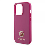 Guess iPhone 15 Pro Max Deksel Metal Logo Strass Metallic Rosa