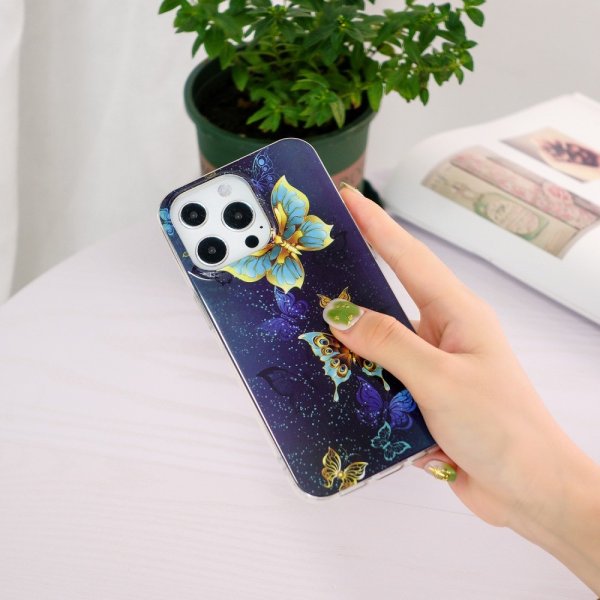 iPhone 15 Pro Max Deksel Motiv Guldiga Sommerfugler