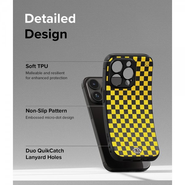 Ringke iPhone 15 Pro Max Deksel Onyx Design Checkerboard Yellow