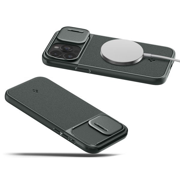 Spigen iPhone 15 Pro Max Deksel Optik Armor MagFit Abyss Green