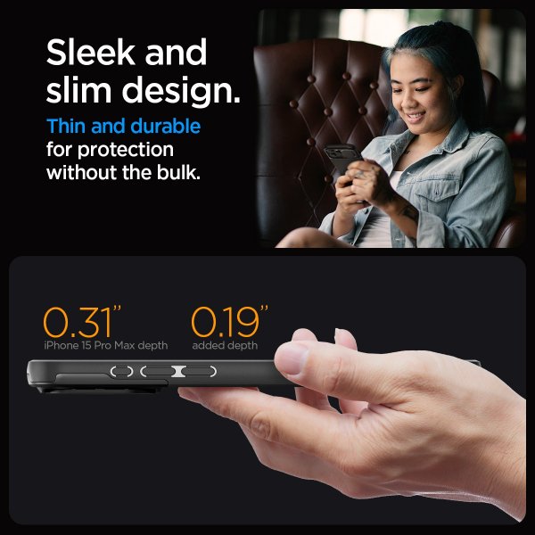 Spigen iPhone 15 Pro Max Deksel Optik Armor MagFit Svart