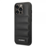 Karl Lagerfeld iPhone 15 Pro Max Deksel Quilted Nylon Puffy Case Logo Plate Svart