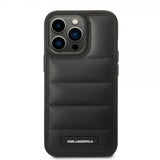 Karl Lagerfeld iPhone 15 Pro Max Deksel Quilted Nylon Puffy Case Logo Plate Svart