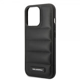 Karl Lagerfeld iPhone 15 Pro Max Deksel Quilted Nylon Puffy Case Logo Plate Svart