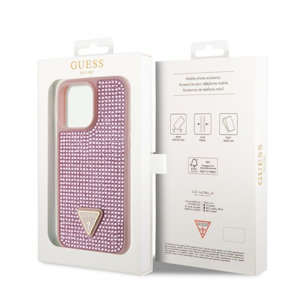 Guess iPhone 15 Pro Max Deksel Rhinestone Rosa