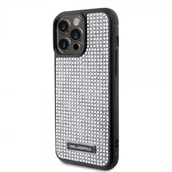 Karl Lagerfeld iPhone 15 Pro Max Deksel Rhinestone Sølv