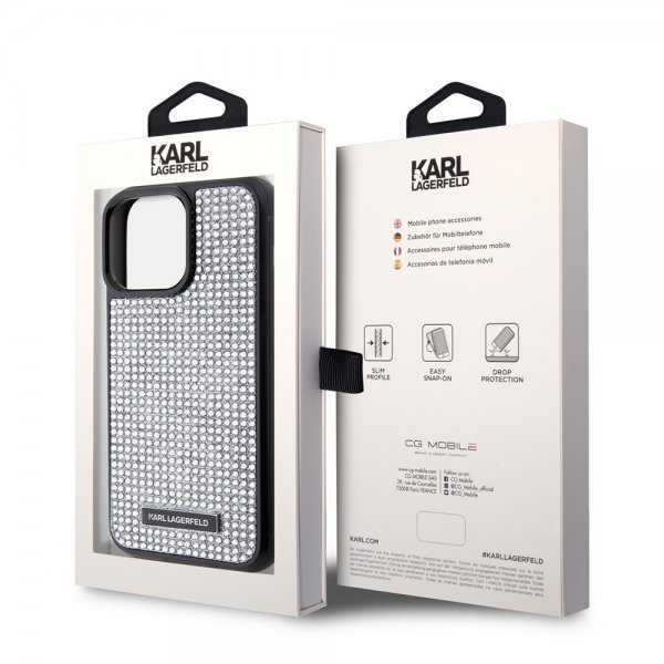 Karl Lagerfeld iPhone 15 Pro Max Deksel Rhinestone Sølv