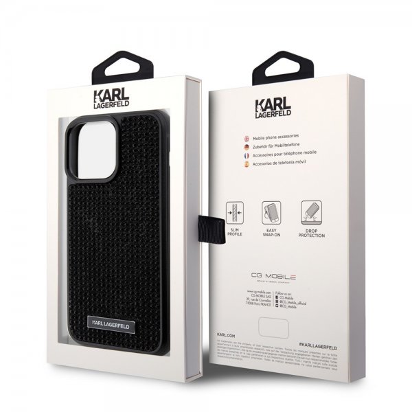 Karl Lagerfeld iPhone 15 Pro Max Deksel Rhinestone Svart