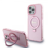 Guess iPhone 15 Pro Max Deksel Ring Stand Glitter MagSafe Rosa