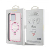 Guess iPhone 15 Pro Max Deksel Ring Stand Glitter MagSafe Rosa