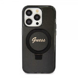 Guess iPhone 15 Pro Max Deksel Ring Stand Glitter MagSafe Svart