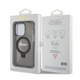 Guess iPhone 15 Pro Max Deksel Ring Stand Glitter MagSafe Svart