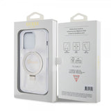 Guess iPhone 15 Pro Max Deksel Ring Stand Glitter MagSafe Transparent
