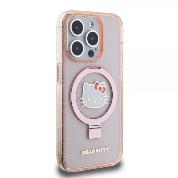 Hello Kitty iPhone 15 Pro Max Deksel Ring Stand MagSafe Rosa