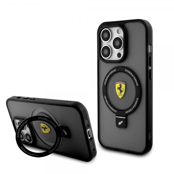 Ferrari iPhone 15 Pro Max Deksel Ring Stand MagSafe Svart