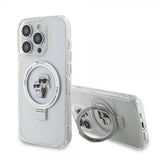 Karl Lagerfeld iPhone 15 Pro Max Deksel Ring Stand MagSafe Hvit