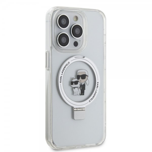 Karl Lagerfeld iPhone 15 Pro Max Deksel Ring Stand MagSafe Hvit