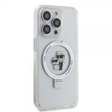 Karl Lagerfeld iPhone 15 Pro Max Deksel Ring Stand MagSafe Hvit