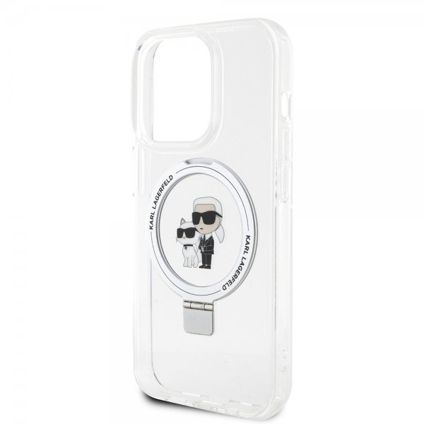 Karl Lagerfeld iPhone 15 Pro Max Deksel Ring Stand MagSafe Hvit