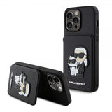 Karl Lagerfeld iPhone 15 Pro Max Deksel Saffiano Card Slots & Stand Svart