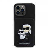 Karl Lagerfeld iPhone 15 Pro Max Deksel Saffiano Card Slots & Stand Svart