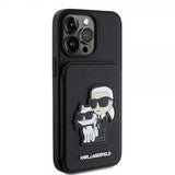 Karl Lagerfeld iPhone 15 Pro Max Deksel Saffiano Card Slots & Stand Svart
