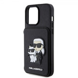 Karl Lagerfeld iPhone 15 Pro Max Deksel Saffiano Card Slots & Stand Svart