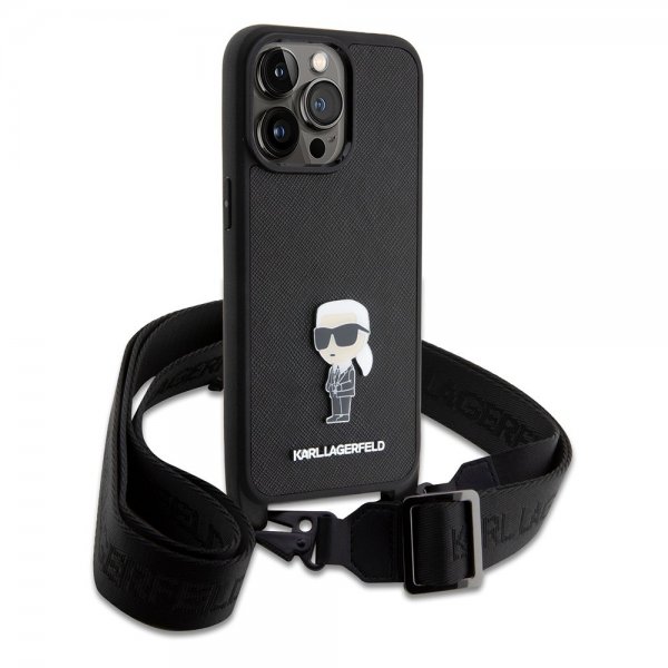 Karl Lagerfeld iPhone 15 Pro Max Deksel Saffiano Crossbody Svart