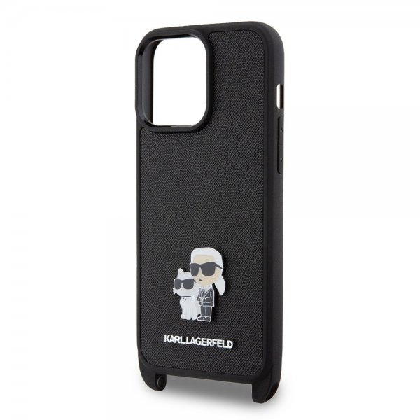 Karl Lagerfeld iPhone 15 Pro Max Deksel Saffiano Karl & Choupette Crossbody Svart