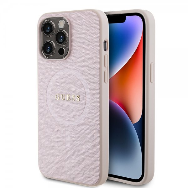 Guess iPhone 15 Pro Max Deksel Saffiano MagSafe Rosa