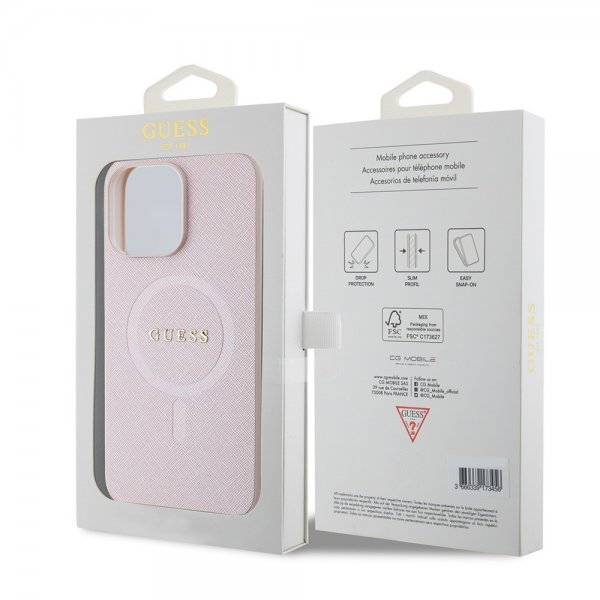 Guess iPhone 15 Pro Max Deksel Saffiano MagSafe Rosa