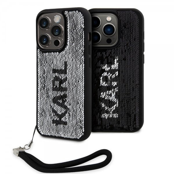 Karl Lagerfeld iPhone 15 Pro Max Deksel Sequin Svart