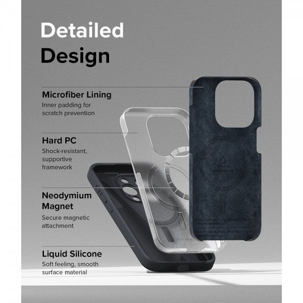 Ringke iPhone 15 Pro Max Deksel Silicone Magnetic Deep Blue