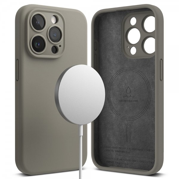 Ringke iPhone 15 Pro Max Deksel Silicone Magnetic Grå