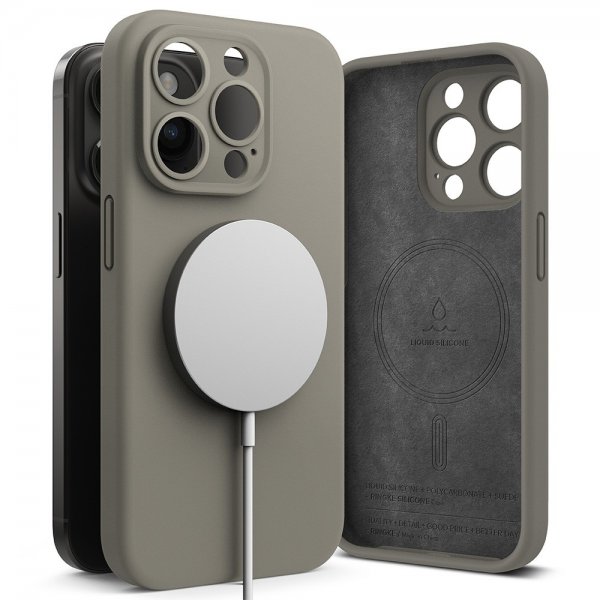 Ringke iPhone 15 Pro Max Deksel Silicone Magnetic Grå