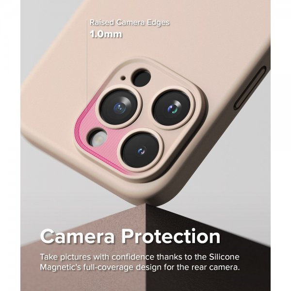 Ringke iPhone 15 Pro Max Deksel Silicone Magnetic Pink Sand