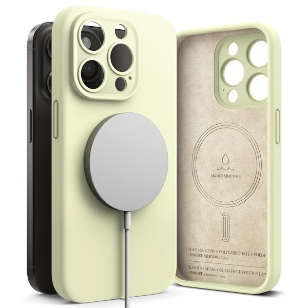 Ringke iPhone 15 Pro Max Deksel Silicone Magnetic Sunny Lime