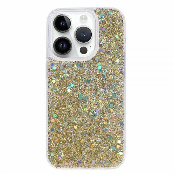 Nordic Covers iPhone 15 Pro Max Deksel Sparkle Series Citrine Gold