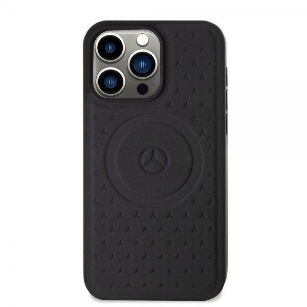 Mercedes Benz iPhone 15 Pro Max Deksel Star Pattern MagSafe Svart