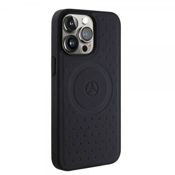 Mercedes Benz iPhone 15 Pro Max Deksel Star Pattern MagSafe Svart