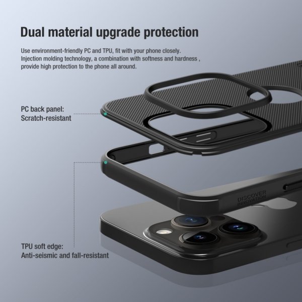 Nillkin iPhone 15 Pro Max Deksel Super Frosted Shield Pro Logo Hole Svart
