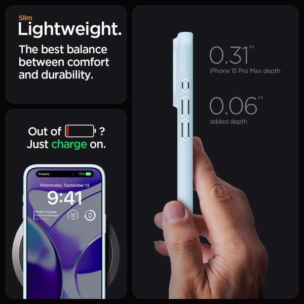 Spigen iPhone 15 Pro Max Deksel Thin Fit Mute Blue