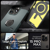 Spigen iPhone 15 Pro Max Deksel Tough Armor MagFit Abyss Green